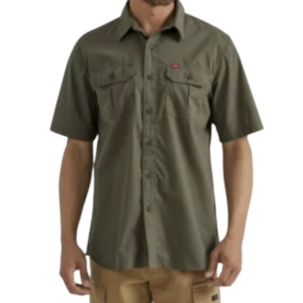 WRANGLER Green Mens Relaxed Fit Button Down Short Sleeve SZ XLARGE
